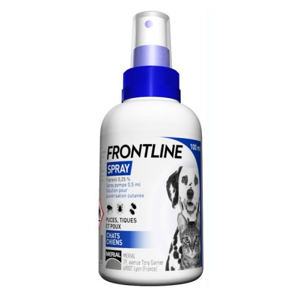 Frontline Spray Cutané Anti Puces Tiques Et Poux Pour Chat Et Chien 100ml