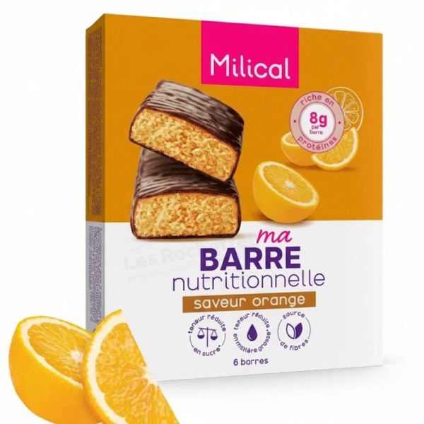 Milical Barre Nutritionnelle Saveur Chocolat Orange 6 barres - Collation saine et gourmande