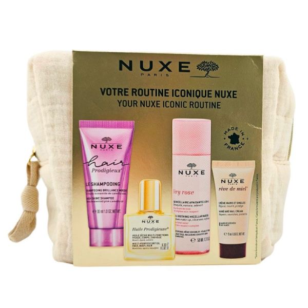 Nuxe Trousse Routine Iconique - Coffret de 4 Produits Phares - Multi-Usages