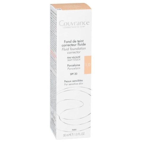 Avène Couvrance Fond de Teint Correcteur Fluide - 30ml - Couleur N°1 Porcelaine