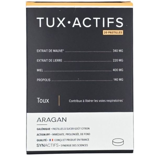 Aragan SynActifs Tux·Actifs 20 pastilles à sucer - Libère les voies respiratoires