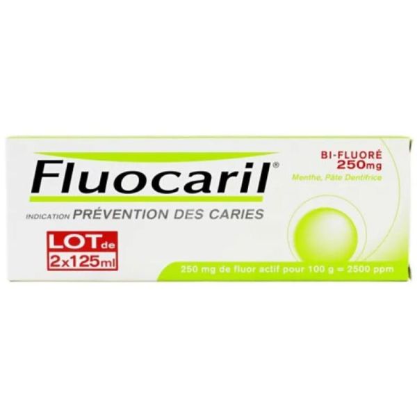 Fluocaril Bi-Fluoré Menthe 250 mg – Lot de 2 Tubes de 125 ml