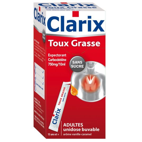 Clarix Expectorant Sachet 15 unidoses Toux grasse - Carbocistéine