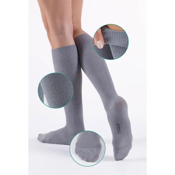 Thuasne Venoflex Fast Coton Chaussettes de Contention Femme Classe 2 Long – Fibre naturelle et confort