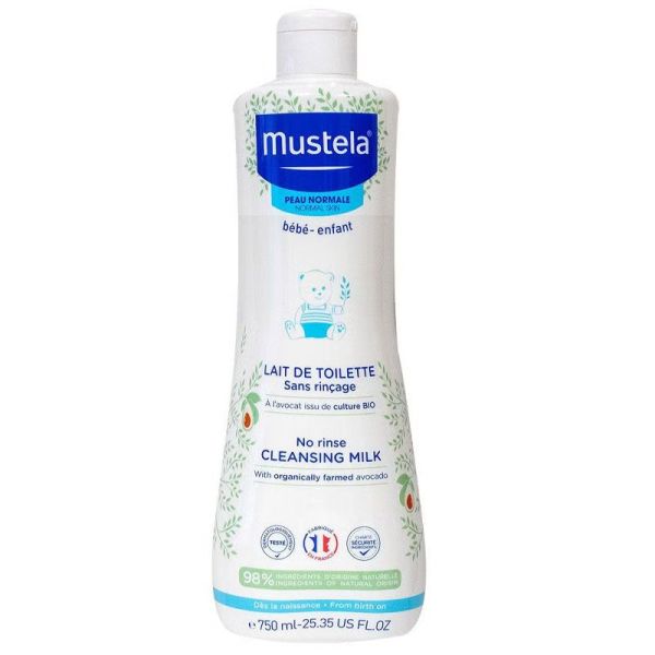 Mustela Lait de toilette sans rinçage à l'avocat BIO - 750 ml