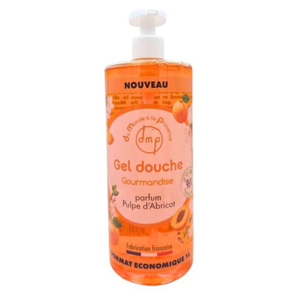 Du Monde à la Provence Gel Douche Gourmandise Parfum Pulpe d'Abricot 1L - Nettoyage doux et parfum sucré pour toute la famille