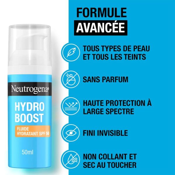 Neutrogena Hydro Boost Fluide Hydratant SPF50 Sans Parfum 50ml – Protection et éclat