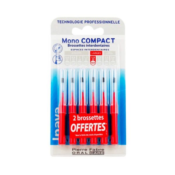 Inava Brossettes Interdentaires - Mono Compact - 1,5 mm Rouge - Lot de 4 + 2 Offertes