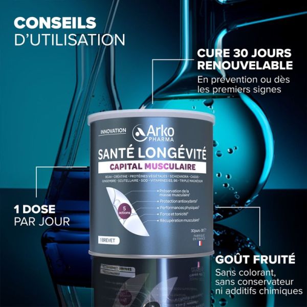 Arkopharma Santé Longévité Capital Musculaire 285g – Formule 5 actions pour préserver la masse et la force