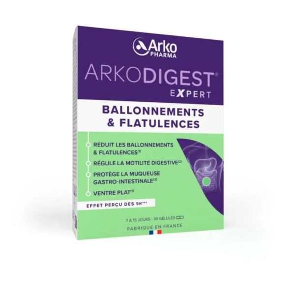 Arkopharma Arkodigest Expert Ballonnements et Flatulences 30 gélules - Aide à réduire les ballonnements