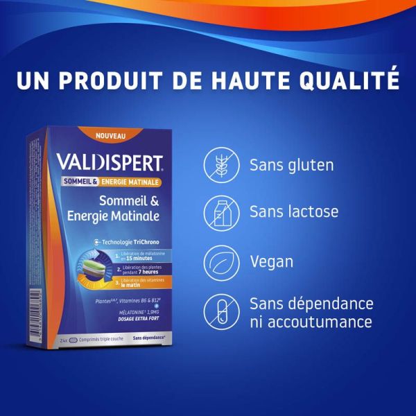 Valdispert Sommeil & Energie Matinale - 30 Comprimés - Réduit le Temps d'Endormissement