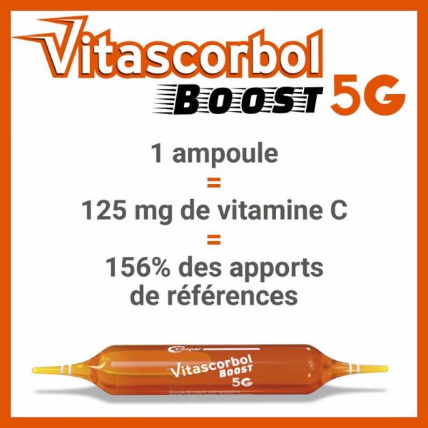 Vitascorbol Boost 5G - 20 Ampoules - Vitalité Intense et Coup de Fouet Immédiat