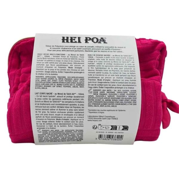 Hei Poa Coffret Trésor de Polynésie - Rituel Beauté au Monoï de Tahiti AO (3 soins de 100 ml + Trousse)