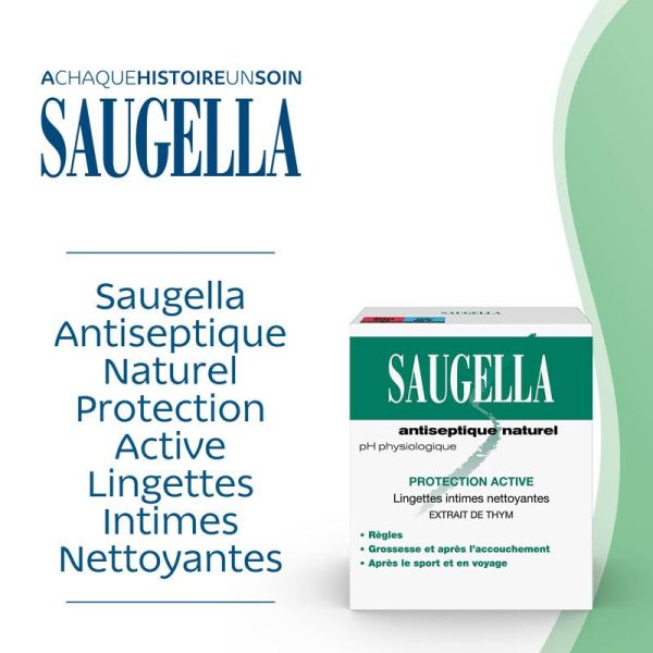 Saugella Antiseptique Naturel Lingette Intime Nettoyante 10 unités