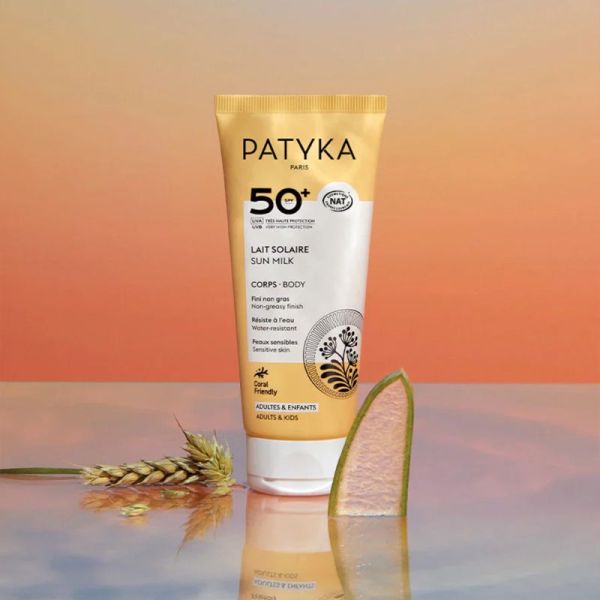 Patyka Solaires Lait Solaire Corps SPF50+ Bio 100 ml – Très haute protection minérale et fini invisible