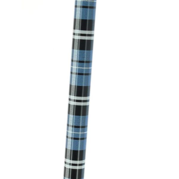 Cannes Fayet Canne de Marche Réglable en Aluminium Gris Motifs Écossais Bleu