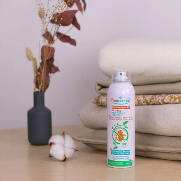 Puressentiel Antiparasitaire Spray Textiles 150 ml – Traitement assainissant pour l'habitat