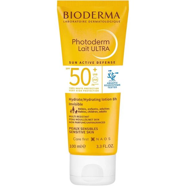 Bioderma Photoderm Lait ULTRA SPF50+ Non Parfumé 100ml – Très haute protection famille