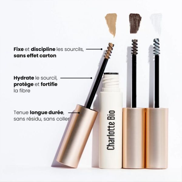 Charlotte Bio Gel Mascara à Sourcils Teinté Brun – Structure, densifie et fixe sans effet carton
