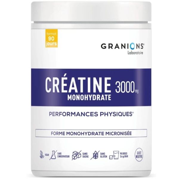 Granions Créatine Monohydrate 3000 mg 90 jours - Capacités physiques et musculaires