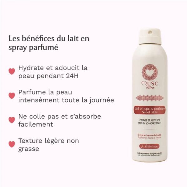 Musc Intime Lait en Spray Parfumé Sweet Litchi 100 ml – hydratation et parfum délicat