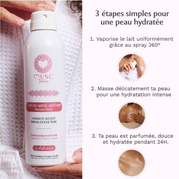 Musc Intime Lait en Spray Parfumé Sweet Litchi 100 ml – hydratation et parfum délicat
