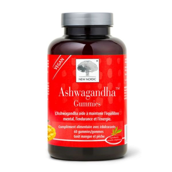 New Nordic Ashwagandha Gummies Maintient Équilibre Émotionnel - 60 Gummies Mangue-Pêche
