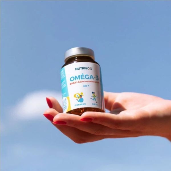Nutri&Co Oméga-3 Cerveau et Cœur 60 capsules - Huile de poisson ultra-concentrée EPA/DHA