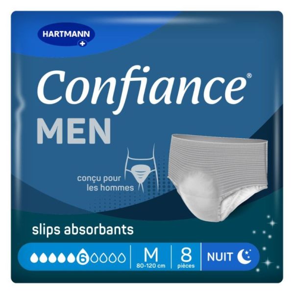 Hartmann Confiance Men Pants 6 Gouttes Slips Absorbants Fuites Urinaires - Taille M - 8 Protections