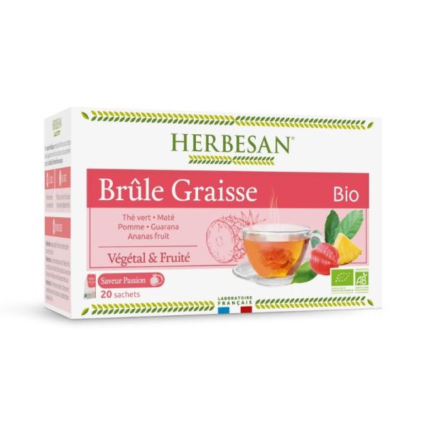 Herbesan Infusion Bio Brûle-Graisse - Saveur Passion, 20 sachets