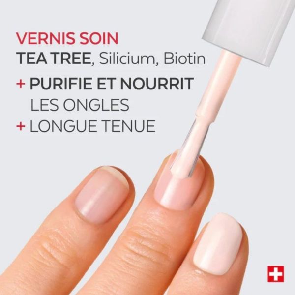 Poderm Vernis Color Care Tea Tree Nude Blush 8 ml - Vernis soin nude rosé naturel longue tenue