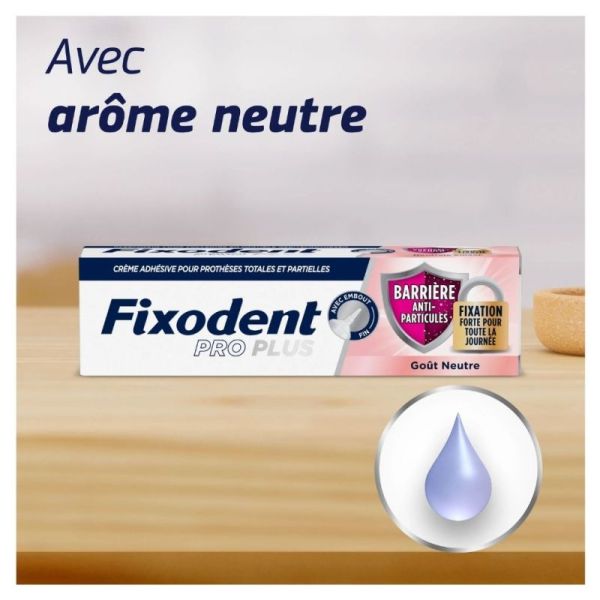 Fixodent Pro Plus Barrière Anti-Particules Crème Adhésive Prothèse Dentaire Arôme Neutre - 40g