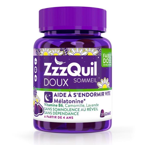 ZzzQuil Doux 30 Gummies Arôme Fruits des Bois - Complément alimentaire pour le sommeil, aide à s'endormir vite