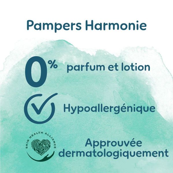 Pampers Harmonie Taille 4 / 9-14kg - 74 Couches Mega Pack - Zéro parfum et lotion, hypoallergénique