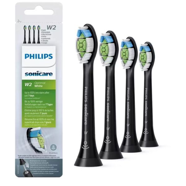 Philips Sonicare W2 Optimal White Têtes de Brosse à Dents HX6064/11 Noir - Lot de 4