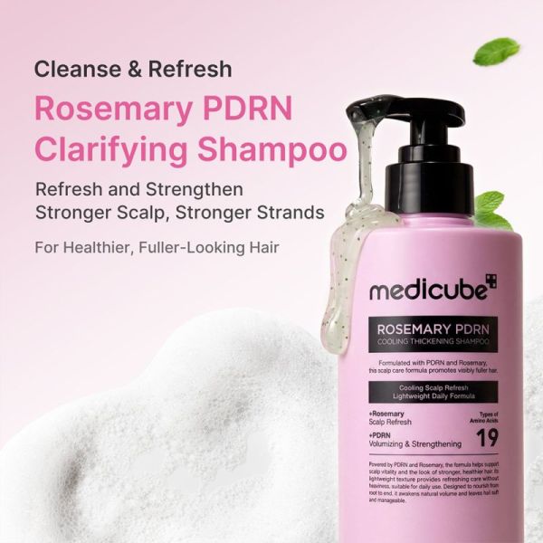 Medicube Shampooing Épaississant Rafraîchissant Romarin PDRN 400ml – Volume et cuir chevelu sain