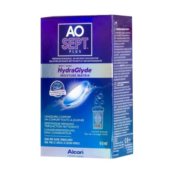 Alcon AOSEPT Plus Avec Hydraglyde + 1 Etui à Lentilles - 90 ml