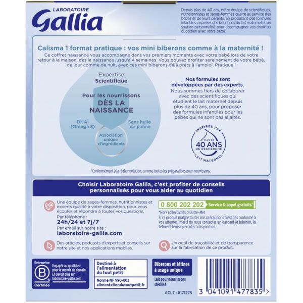 Gallia Calisma Coffret Bébé - Pour les nourissons dès la naissance - 6 x 70 ml de 0 à 6 mois