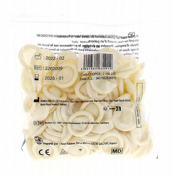 Cooper Doigtier Docteur Roulé Latex - Taille M Boîte de 100 - Protection Digitale