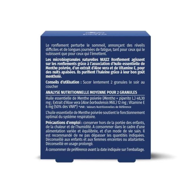PhytoResearch Nuizz Ronflement 60 microbiogranules - Diminue les ronflements et facilite la respiration