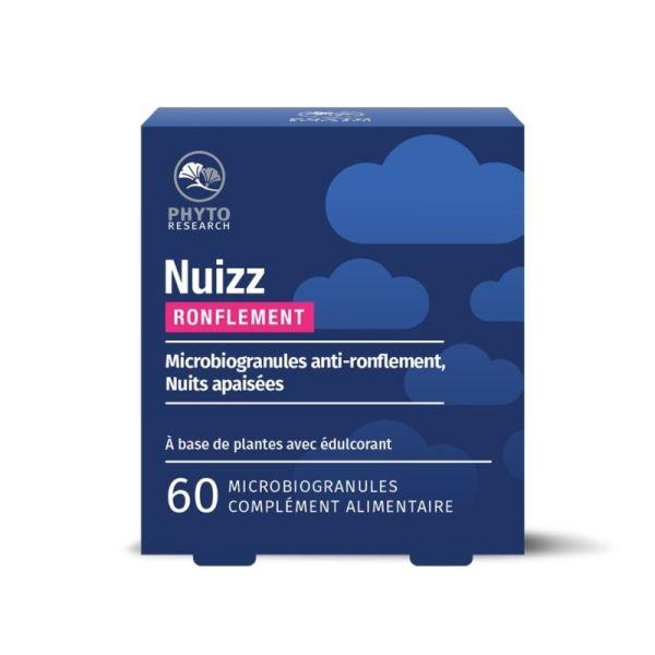 PhytoResearch Nuizz Ronflement 60 microbiogranules - Diminue les ronflements et facilite la respiration