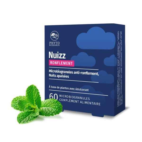 PhytoResearch Nuizz Ronflement 60 microbiogranules - Diminue les ronflements et facilite la respiration