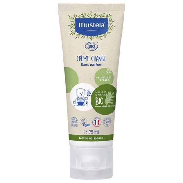 Mustela Crème Change Bio - 75 ml - Protège, apaise et répare la peau délicate du siège
