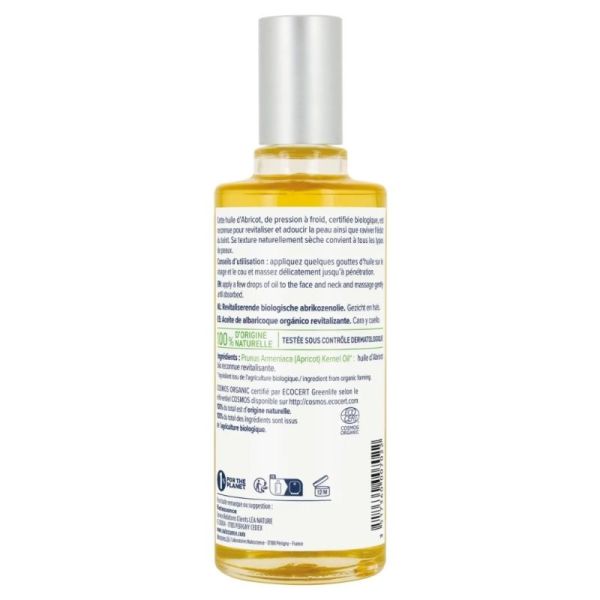 Natessance Huile 100% pure revitalisante Abricot BIO Flacon de 50ml - Soin bio éclat et vitalité pour le visage et le cou