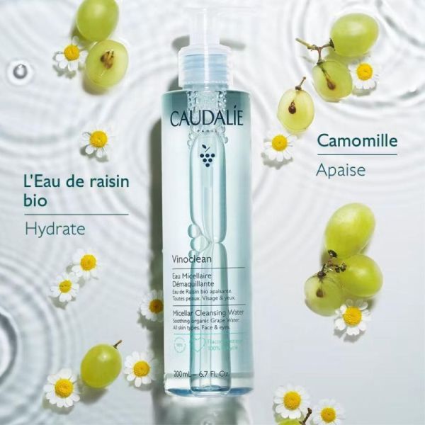 Caudalie Vinoclean Eau Micellaire Démaquillante 100ml - Nettoie, démaquille et apaise le visage et les yeux en un seul geste