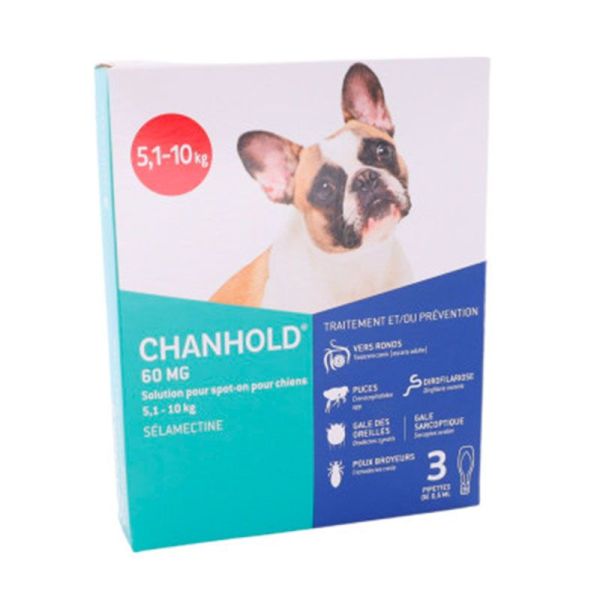 Clément-Thékan Chanhold 60mg - Pour Chiens De 5,1 À 10kg - Parasites Externes - Boîte De 3 Pipettes