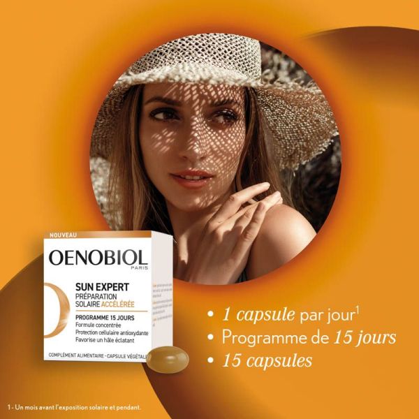 Oenobiol Sun Expert Préparateur Solaire Accélérée - 15 Gélules - Préparation rapide et protection