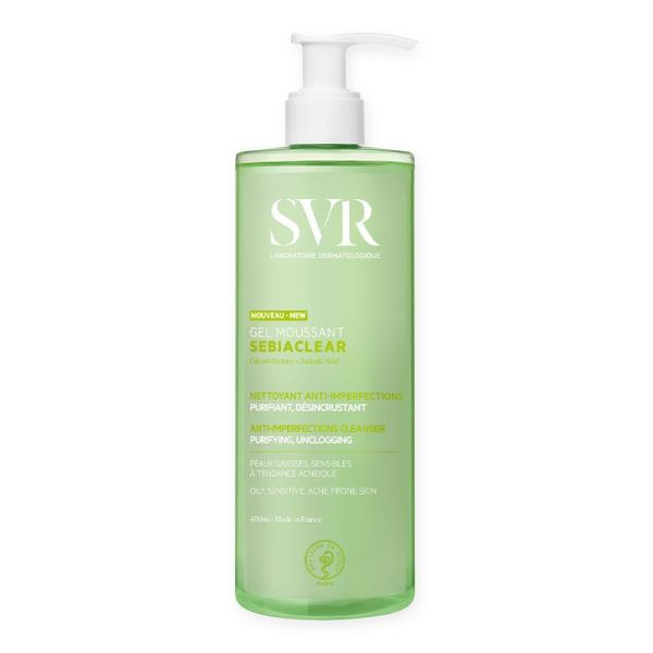 SVR Sebiaclear Gel Moussant Anti-Imperfections - 400 ml - Peaux Grasses à Tendance Acnéique