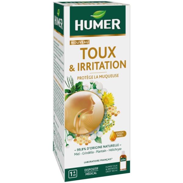 Humer Toux et Irritation - Sirop pour la Toux Sèche et Grasse - 100ml - Soulage et protège