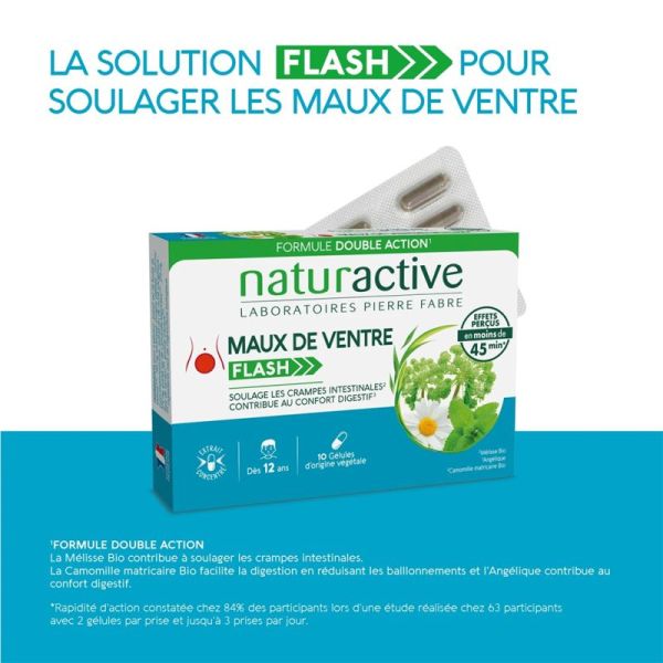 Naturactive Maux de Ventre Flash 10 gélules – Soulage les crampes intestinales